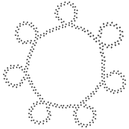 Imprints of bear paws. Vector illustration of a bear paw with claws. Hand drawn traces of paws. Doodle trail wild animal. Background of paw prints.のイラスト素材