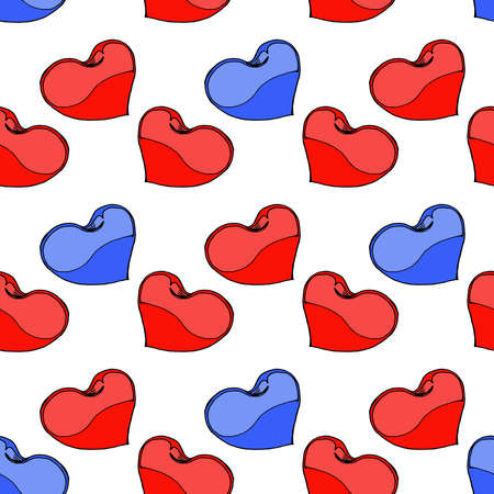 Seamless pattern from hearts. Vector illustration of heart. Hand drawn  print seamless heart.