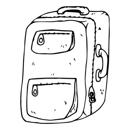 Suitcase icon. Vector illustration of a red suitcase. Hand drawn suitcase.のイラスト素材