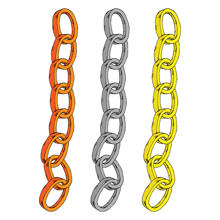 Set chain icon. Vector illustration of a metal chain. Hand drawn metal chain.