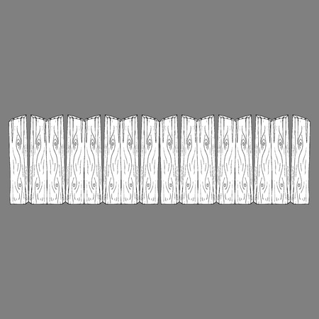 Wooden fence. Vector  of a fence made of wooden planks. Hand drawn wooden planks.のイラスト素材