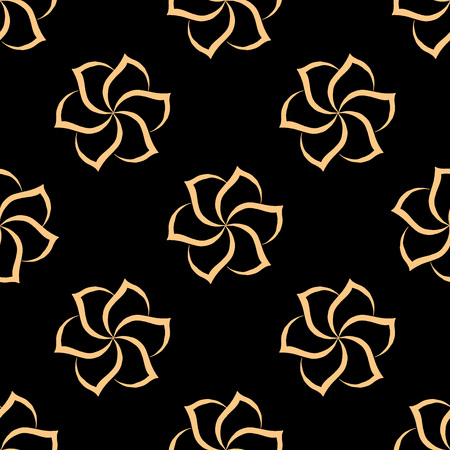 Seamless pattern from flowers on a black background. Vector illustration of a seamless background of flowers.のイラスト素材