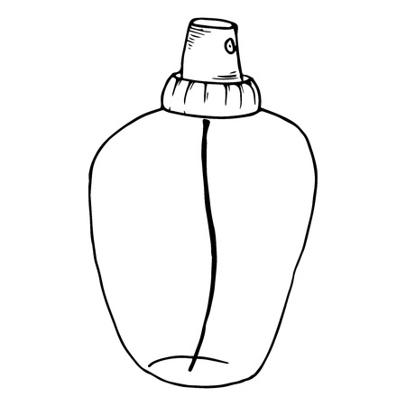 Flacon icon. Vector illustration of perfume bottle, tonic, spray. Hand drawn bottle of cosmetic products.のイラスト素材