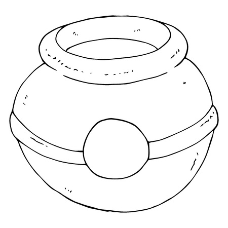 Ceramic tableware icon. Vector illustration of a ceramic pot for baking. Hand drawn honey pot.のイラスト素材