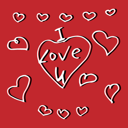 Valentines Day holiday card. Happy Valentines day, wedding, love greeting card. Hand drawn.のイラスト素材