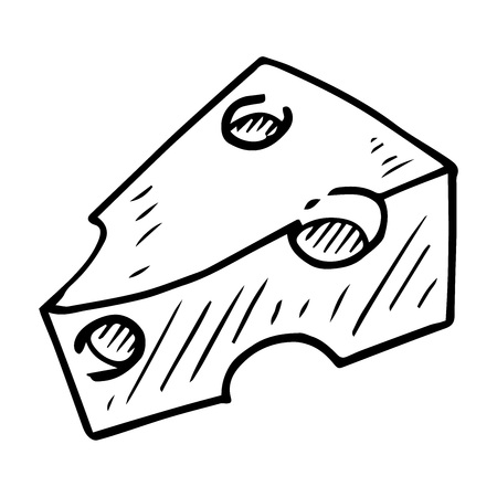 Piece of cheese icon. Vector illustration of cheese. Hand drawn cartoon piece of cheese.のイラスト素材