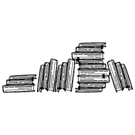 Book icon. Vector illustration of a stack of book. Hand drawn  library of book.のイラスト素材