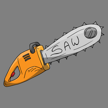 Saw icon. Vector illustration of a chainsaw. Hand drawn saw.のイラスト素材
