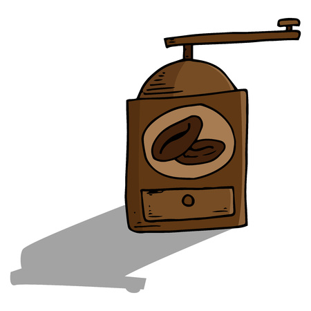 Coffee grinder icon. Vector illustration vintage coffee grinder. Hand drawn coffee grinder. Retro coffee grinder.のイラスト素材