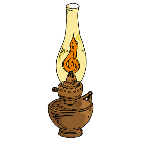 Kerosene lamp. Oil lamp. Vector illustration of a kerosene lamp.のイラスト素材