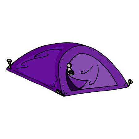 Tent. Tourist tent. Vector of a camping tent. Tent for hiking and tourism.のイラスト素材