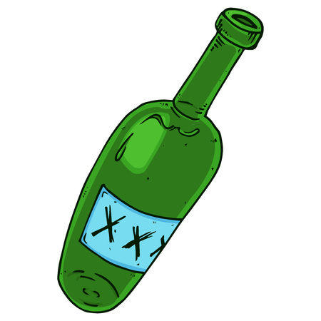 Bottle hand drawn. Vector illustration of a bottle of alcohol. Icon glass bottle for alcohol.のイラスト素材