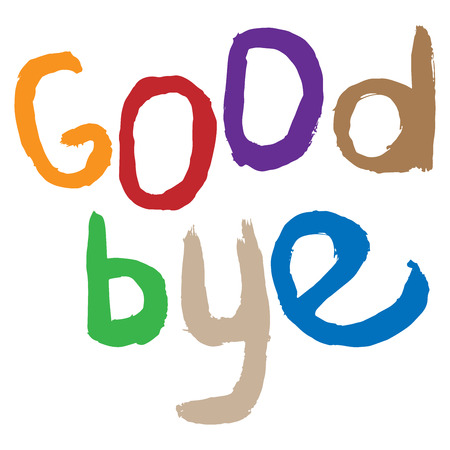 Lettering goodbye. Calligraphy word goodbye. Goodbye handwritten phrase.のイラスト素材