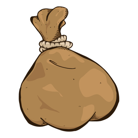 Cloth bag hand drawn. Vector illustration of an old cloth bag. Bag icon.のイラスト素材