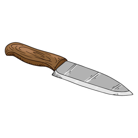 Knife hand drawn. Vector illustration of a kitchen knife. Knife icon.のイラスト素材