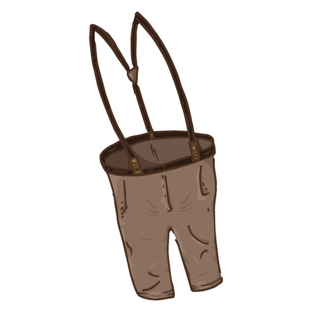Pants with suspenders. Vector illustration of cartoon pants with suspenders. Hand drawn children's pants and suspenders.のイラスト素材