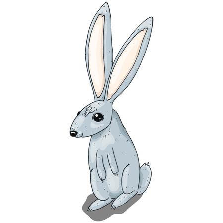 Hare rabbit hand drawn. Vector illustration of a cartoon rabbit, hare. Funny hare icon.のイラスト素材