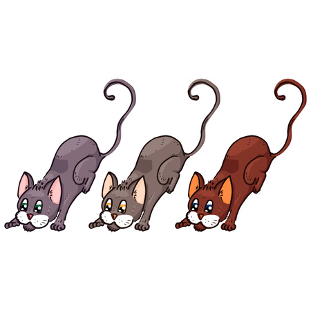Set of Cat's icon. Vector illustration of cartoon cat. Hand drawn.のイラスト素材