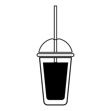 Vector illustration of a plastic glass with juice or with a soda. Glass with a straw for the fast food liquid.のイラスト素材