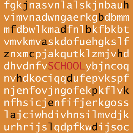 Pattern from English letters and an inscription school. Background from the English alphabet and the word school.のイラスト素材