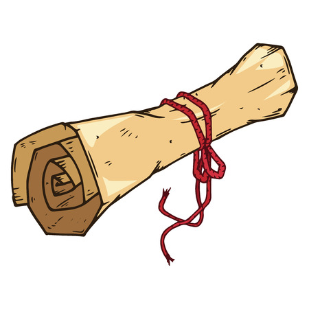 Scroll icon. Vector illustration of a rolled up scroll. Hand drawn scroll.のイラスト素材