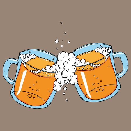 Mug of beer icon. Vector illustration of a frothy beer mug. Hand drawn beer mug.のイラスト素材