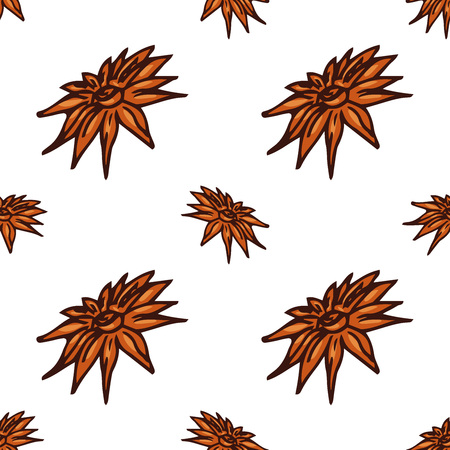 Cinnamon flower icon seamless pattern. Vector illustration of daisy. Hand drawn flower.のイラスト素材