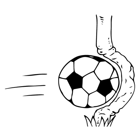 Soccer ball icon. Vector illustration of a soccer ball hit the goal of a football goal. Hand drawn football goalpost with ball.のイラスト素材
