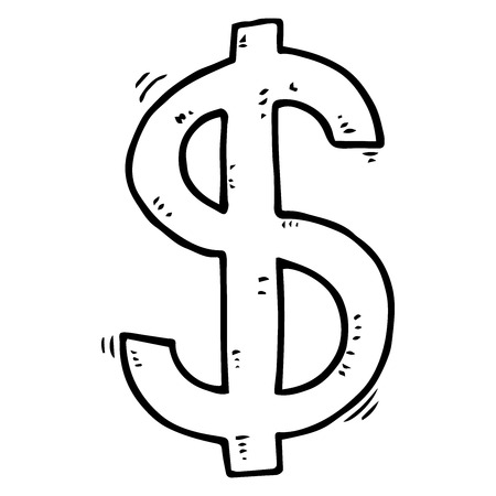 Dollar icon. Vector illustration of a dollar sign. Hand drawn dollar sign.のイラスト素材