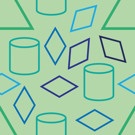 Seamless pattern of geometric shapes. Childhood pattern with simple geometric shapes. Background of the figures.のイラスト素材