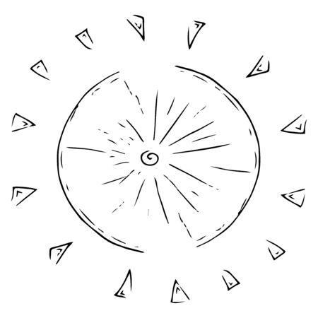 The sun. Sun with rays. Cartoon sun. Vector illustration. Simple hand drawn icon.のイラスト素材