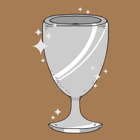 Cup icon. Vector illustration of the award in the form of a cup with large handles. Hand drawn cup for winning the competition.のイラスト素材