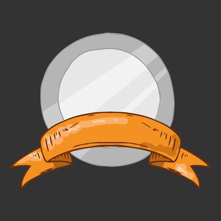 Award medal icon. Vector illustration of a medal with an empty ribbon. Hand drawn medal with ribbon for inscription.のイラスト素材