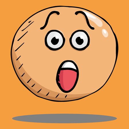 Smile face icon. Vector illustration face with emotions. Hand drawn surprised face.のイラスト素材