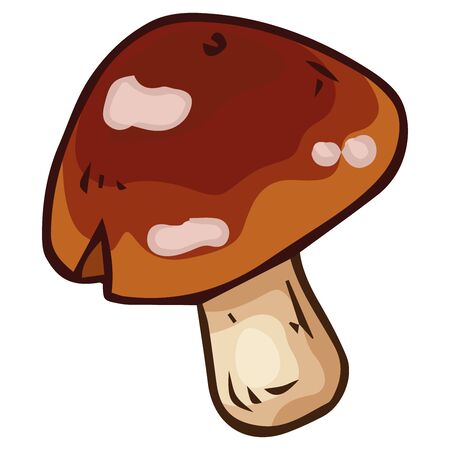 Mushroom icon. Vector illustration of a small mushroom. Hand drawn mushroom with a cracked hat.のイラスト素材