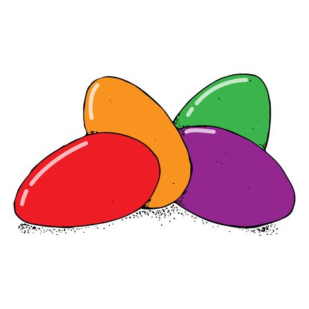 Vector illustration of painted eggs on easter. Hand drawn colored painted eggs for Easter.のイラスト素材