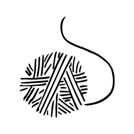 Vector illustration of a red tangle of thread. Hand drawn tangle of thread.のイラスト素材
