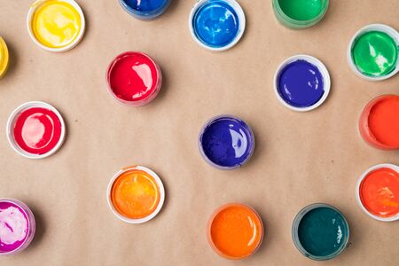 Set of paints for painting.Background from paints.  Acrylic paints. Tubes with acrylic paint.の写真素材