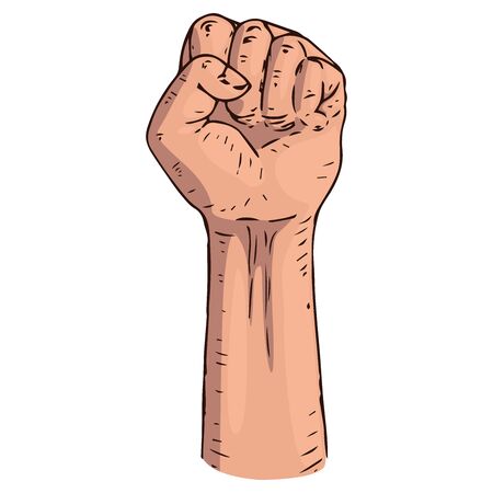 Fist hand icon. Vector illustration fist. Fist up hand drawn.のイラスト素材