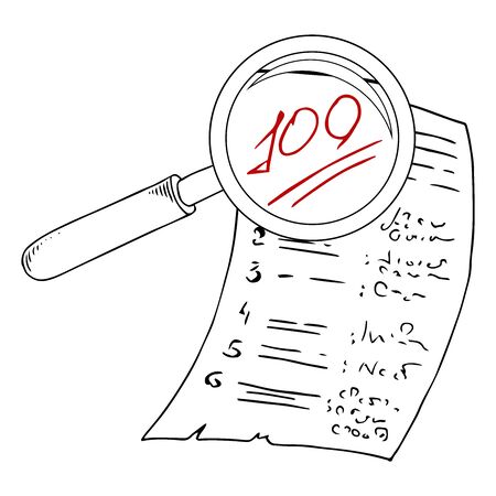 Schedule, examination work. Vector illustration of paper with inscriptions statement. Account, check.のイラスト素材