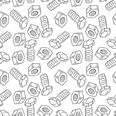 Bolt, screw, nut seamless pattern. Vector illustration background of a bolt and nut seamless pattern.のイラスト素材