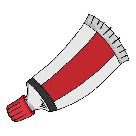 Tube with paint. Vector illustration of a tube with cream. Hand drawn tube.のイラスト素材