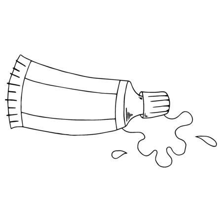 Tube with paint. Vector illustration of a tube with cream. Hand drawn tube.のイラスト素材