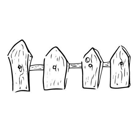 Wooden fence icon. Vector illustration of an old rustic fence. Hand drawn old fence.のイラスト素材