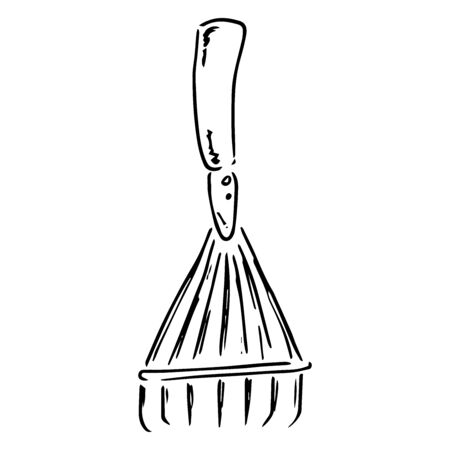 Rake for leaves icon. Vector illustration of a garden rake. Hand drawn rake for leaves.のイラスト素材
