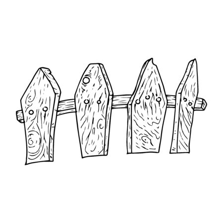 Wooden fence icon. Vector illustration of an old rustic fence. Hand drawn old fence.のイラスト素材