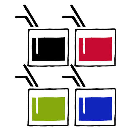 Glass of cocktail with a straw. Vector illustration of a glass with a cocktail. Set cocktail glass with lemon.のイラスト素材