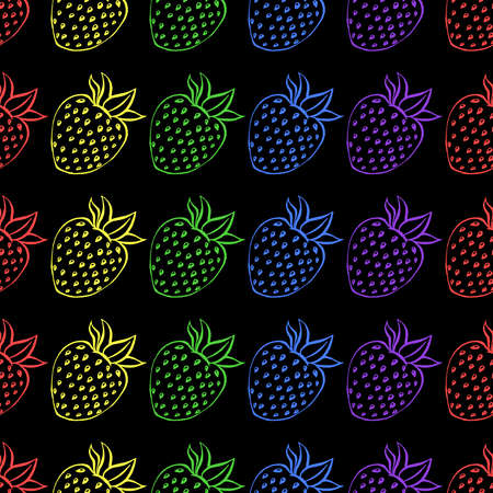 Seamless pattern with strawberry. Vector illustration of a seamless pattern of juicy strawberries. Hand drawn strawberry.のイラスト素材