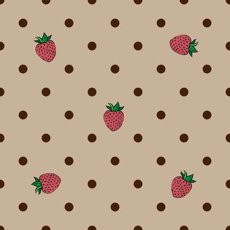 Seamless pattern with strawberry. Vector illustration of a seamless pattern of juicy strawberries. Hand drawn strawberry.のイラスト素材