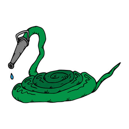 Garden hose. Water hose with water. Vector illustration of a water hose for the garden.のイラスト素材